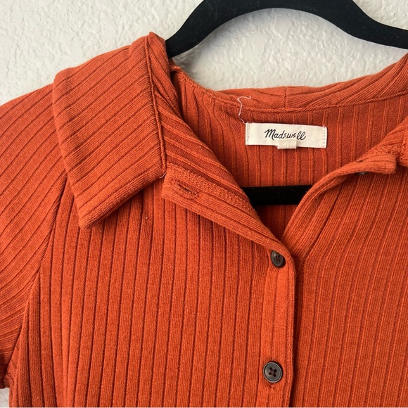 Madewell Rust Button-Up Ribbed Top - Picture 2 of 6